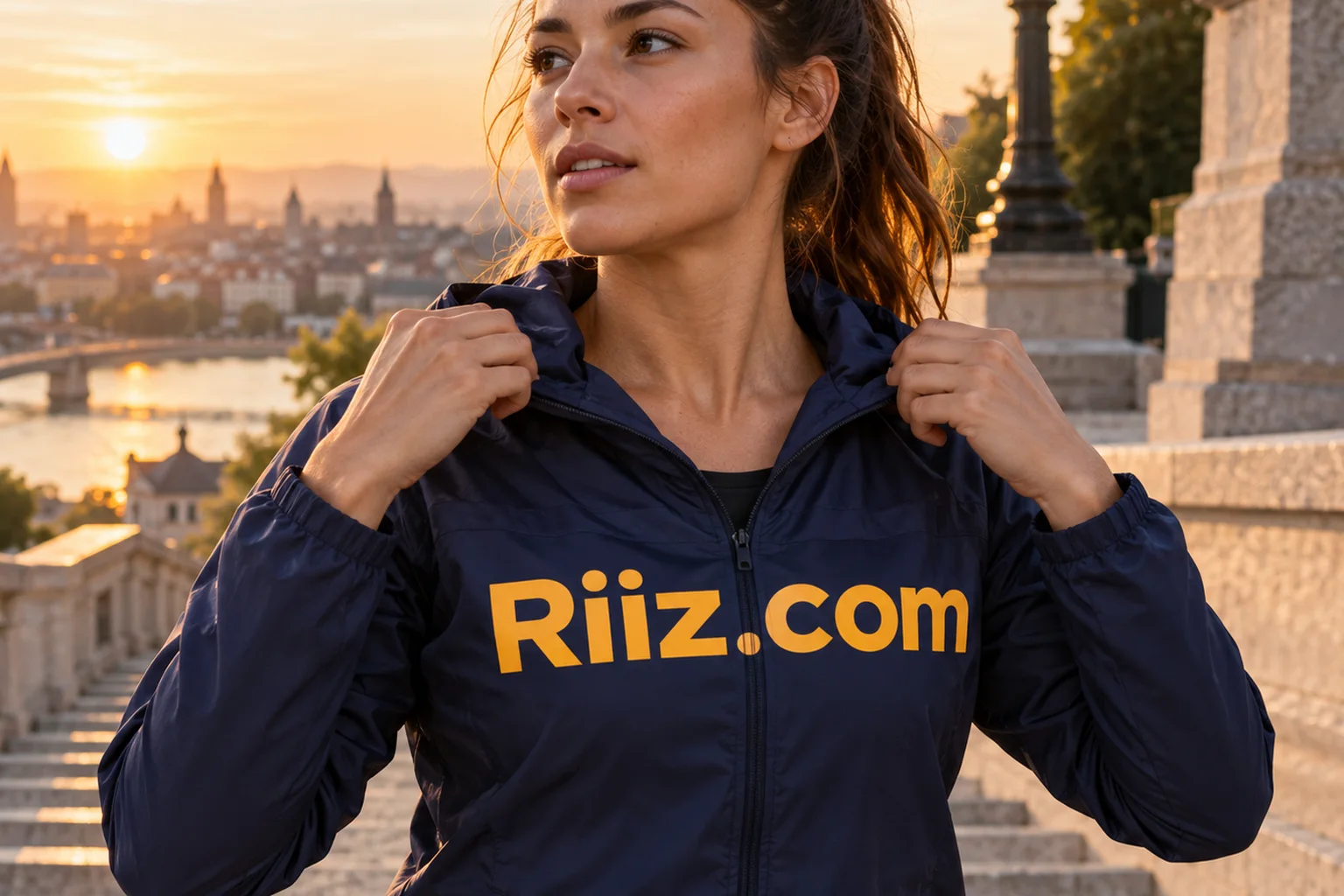 Riiz.com on activewear displayed in a sunlit studio