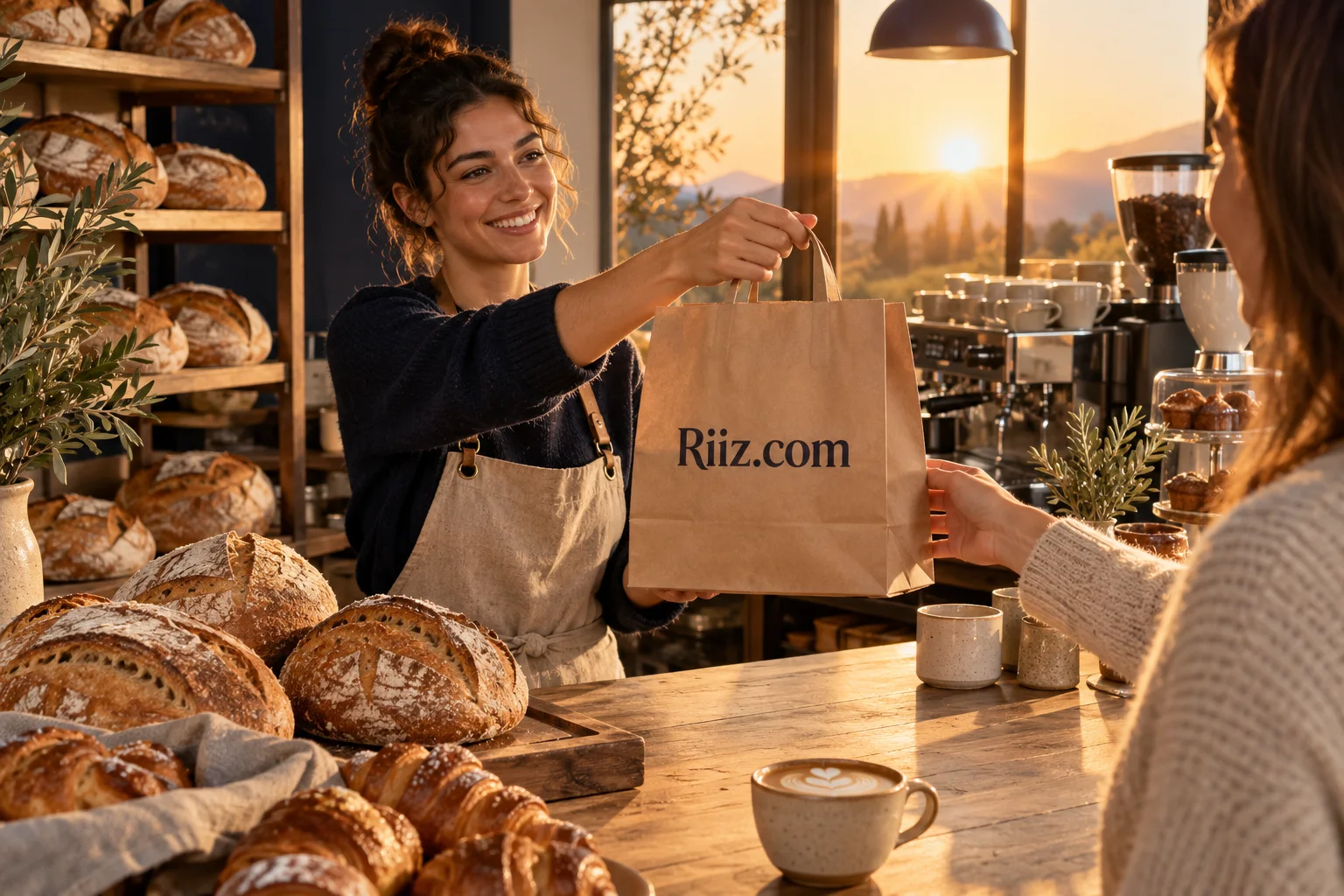 Riiz.com packaging at an artisan bakery counter